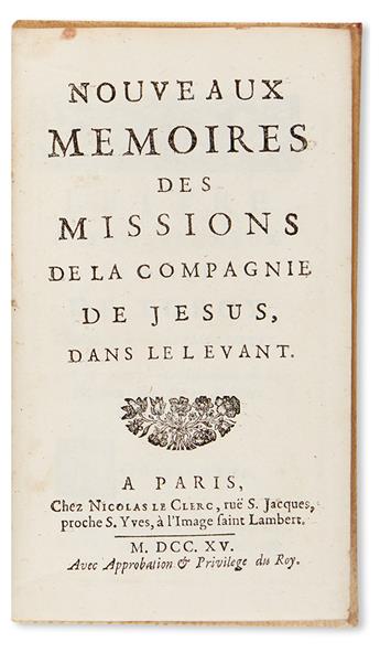 FLEURIAU DARMENONVILLE. Nouveaux Mémoires des Missions de la Compagnie de Jésus dans le Levant.  Vols. 1-2 (of 9).  1715-17